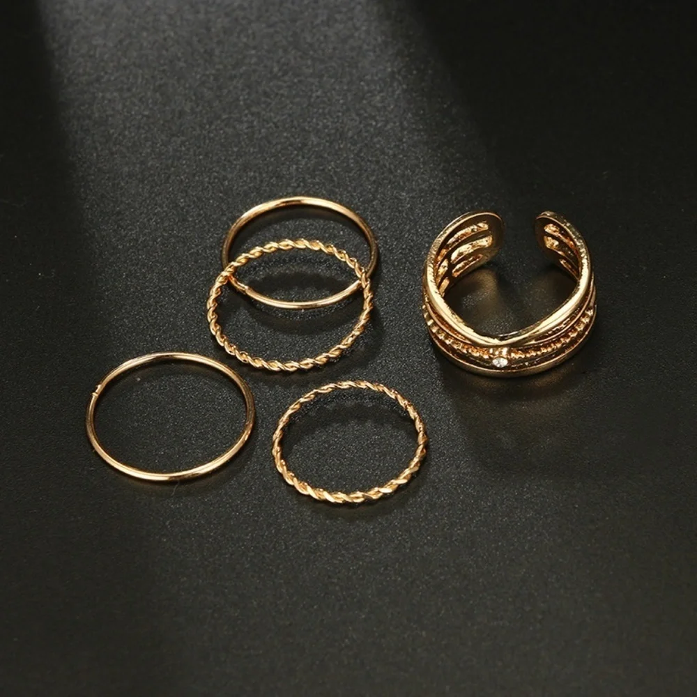 *DEASIA* 5-Pc Gold Minimalist Fashion Ring Set